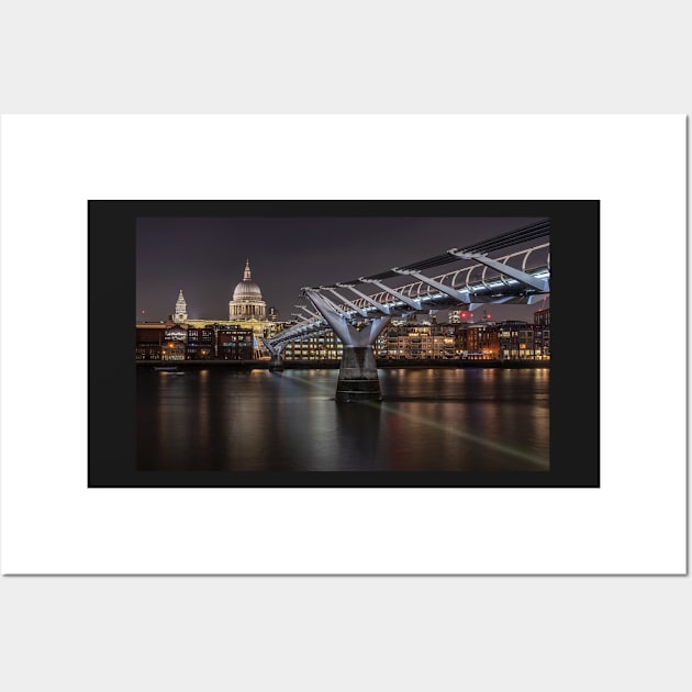 Millennium Bridge over River Thames with St Pauls Wall Art by TonyNorth